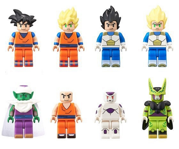 Il set dei primi 8 personaggi Lego a tema Dragon Ball Z
